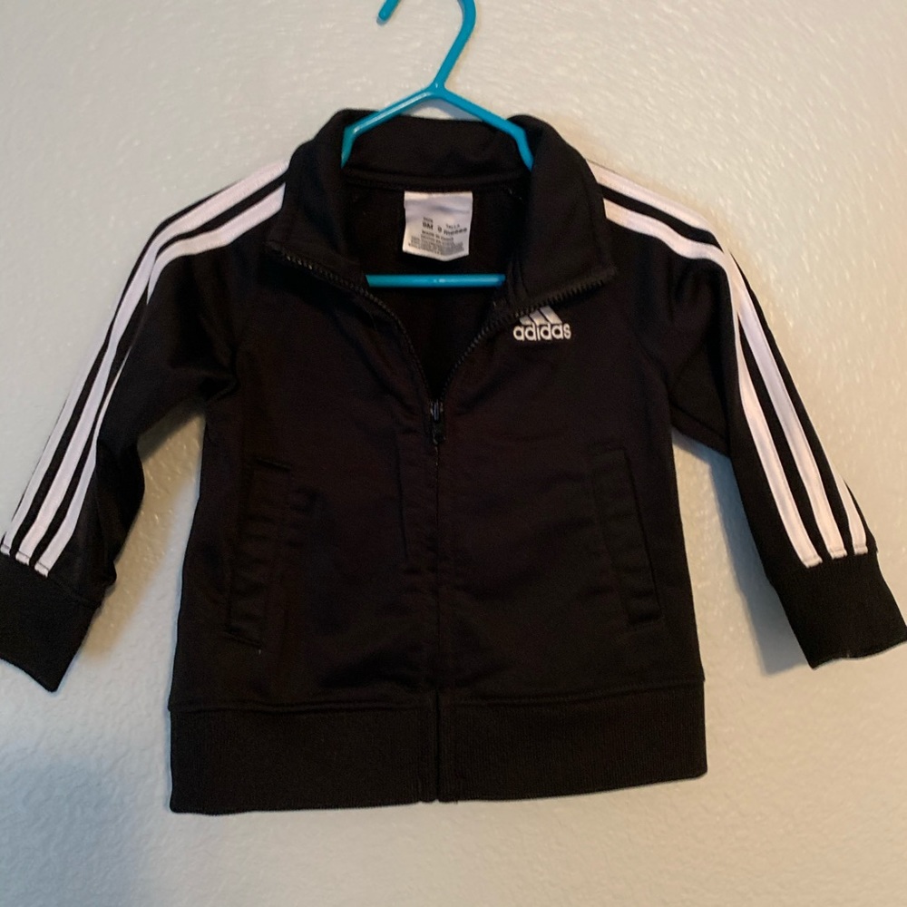 Adidas black and white track suit size 9 months